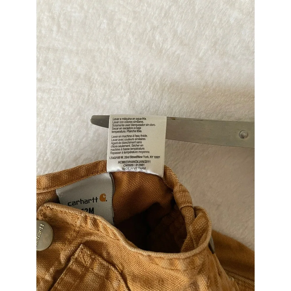 Carhartt Kids Brown Duck Canvas Bib Overalls CM8609 12M Leg Snaps Workwear